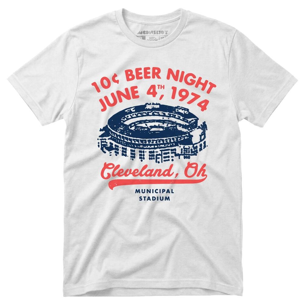 Unisex T-Shirt Ten Cent Beer Night Cleveland Ohio -Retro White Large New 70's
